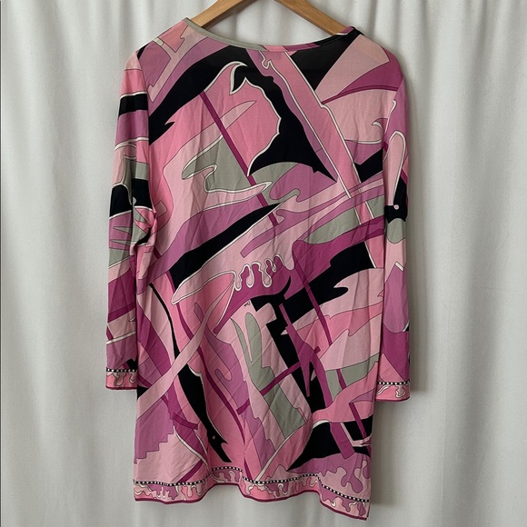 Averardo Bessi Pink/Gray Abstract Pattern Long Sleeve Tunic Shirt Top **Sz 16** - Picture 2 of 12